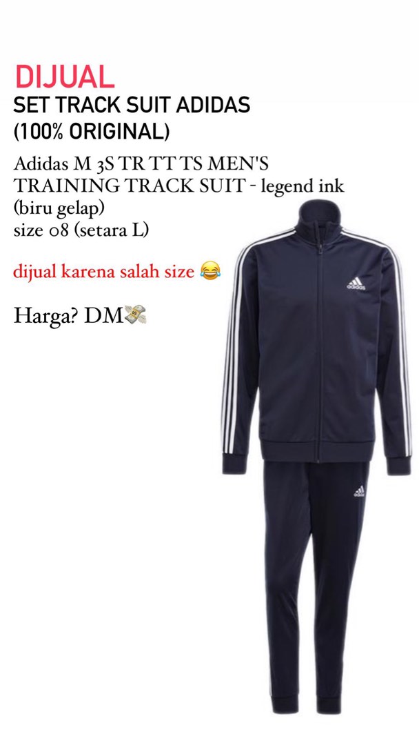 Jual Jaket GRATIS celana Adidas Tracksuit Fesyen Pria Pakaian