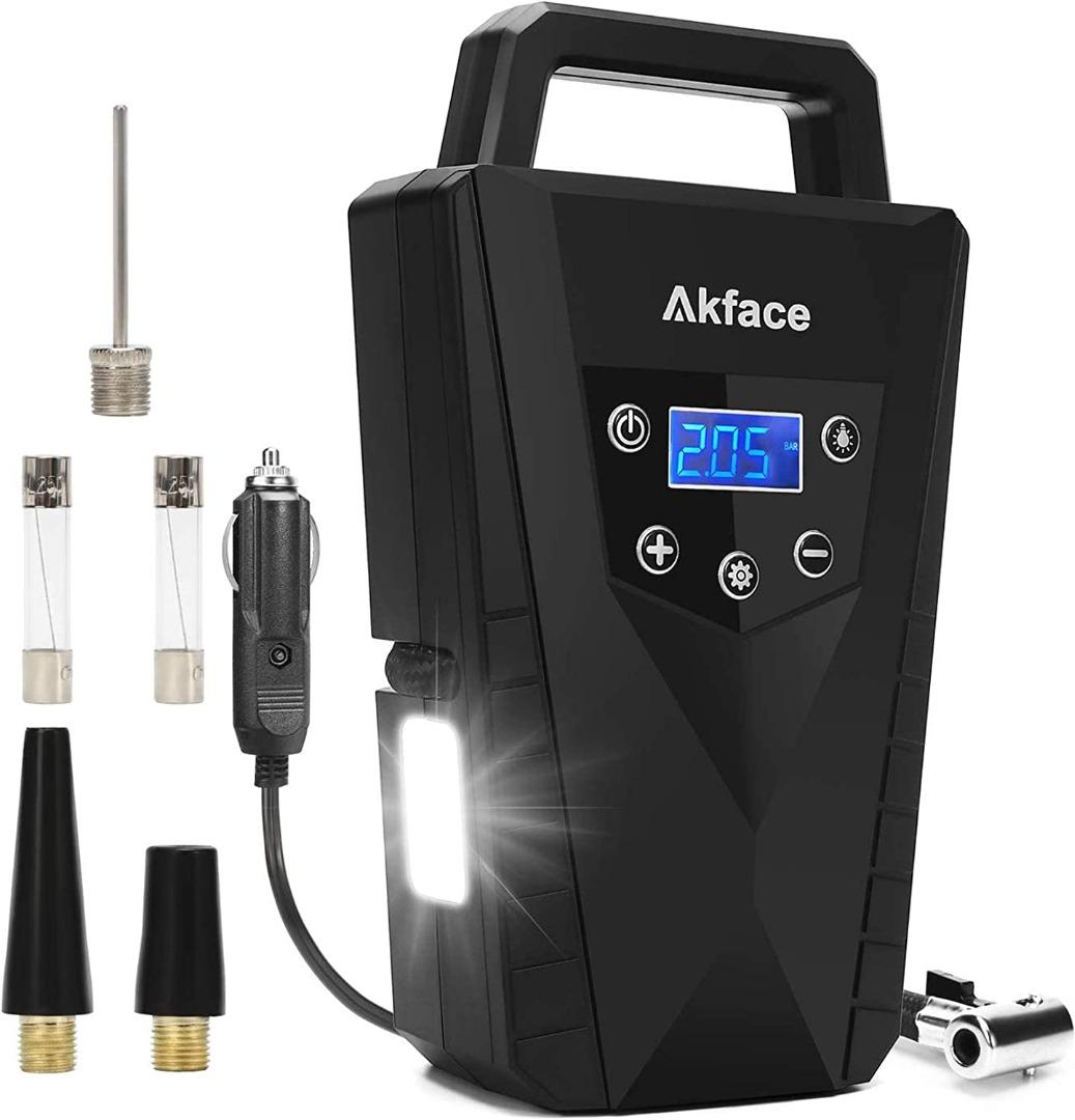 Akface Tire Inflator Portable Air Compressor, DC 12V 150PSI Air Pump for Car  Tires with Emergency LED Light LCD Display Overheat Protection Auto Shut  Off Feature, Black , Furniture & Home Living