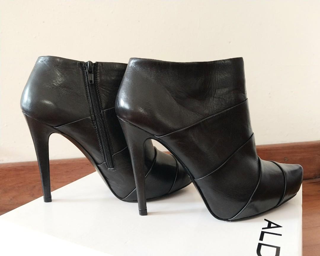 Aldo 4 inch Leather Ankle Booties Women s Fashion Footwear