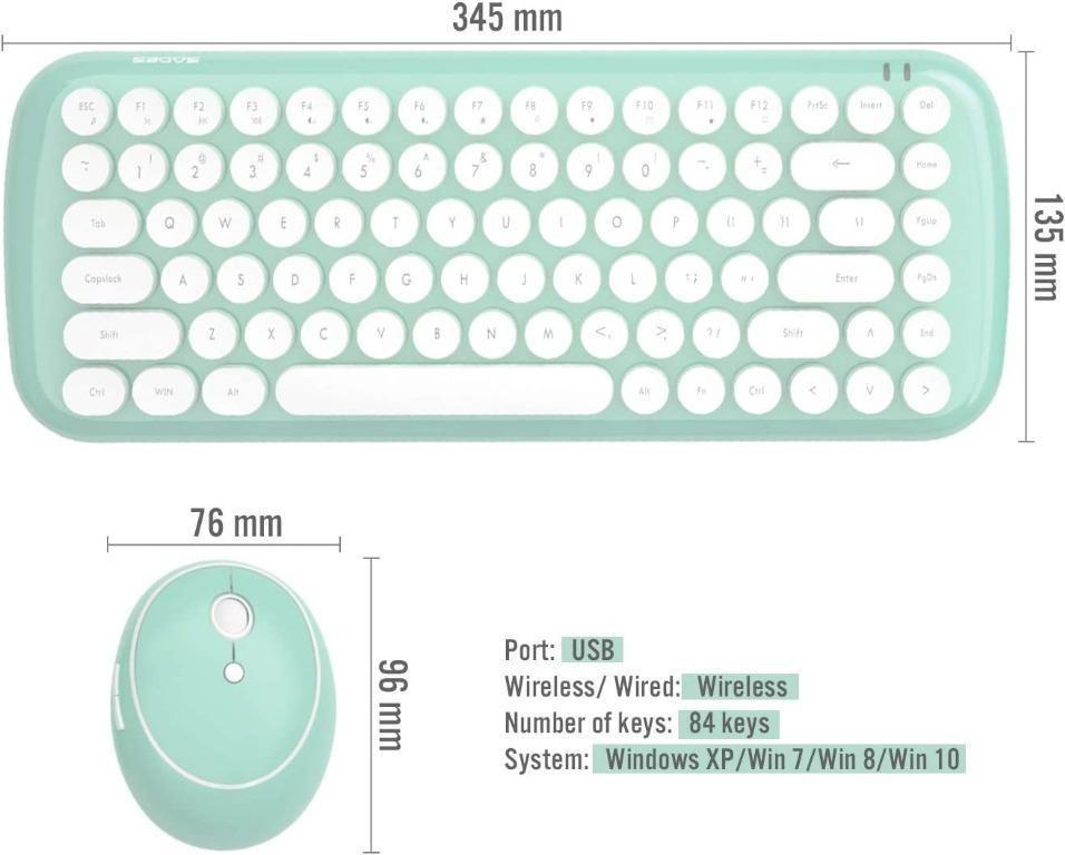 [B536] Jelly Comb Wireless Keyboard and Mouse Combo, Letton Compact