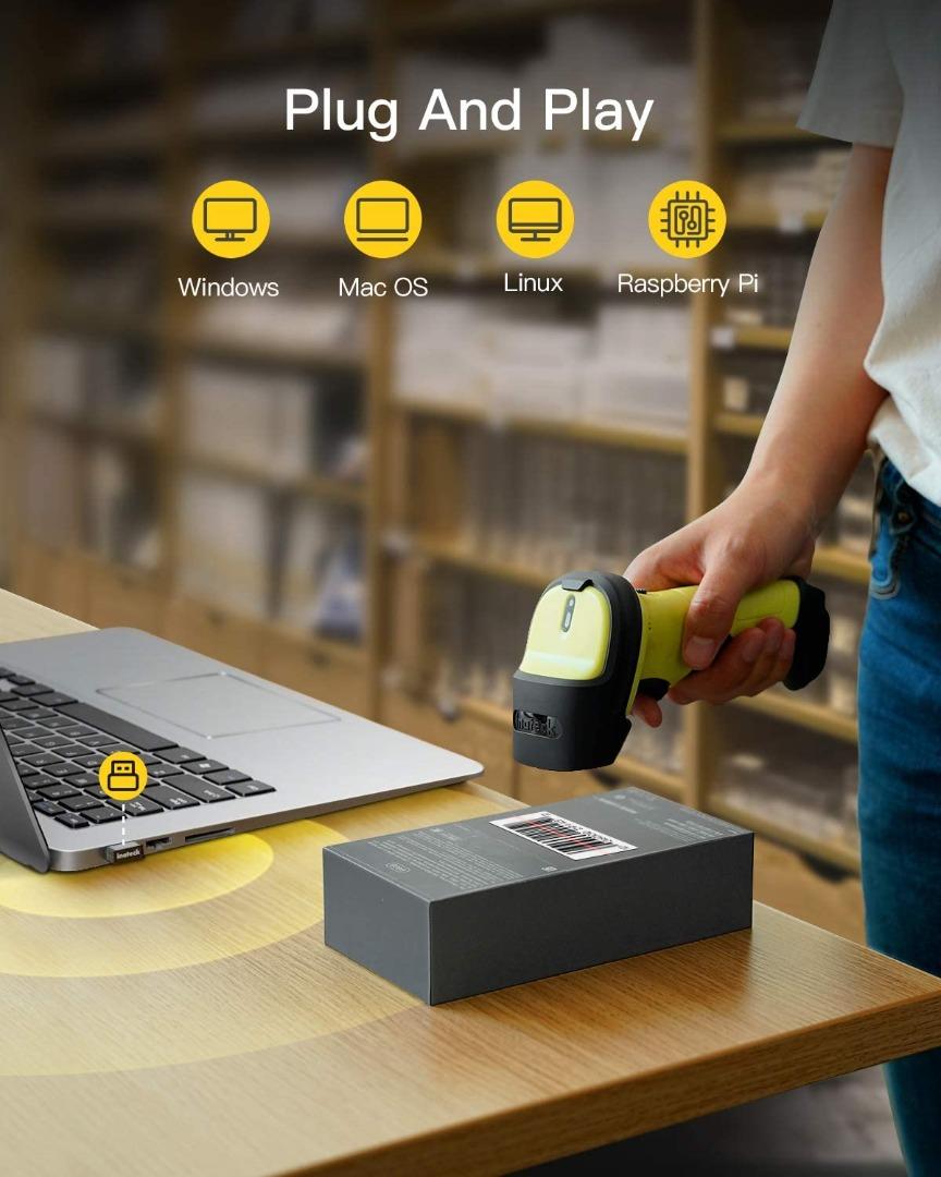 Barcode Scanner, Inateck Wireless Scanner, 2600mAh Battery, 35M Range ...