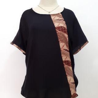 Batik atasan wanita katun adem hitam marun kekinian #Banggabatik