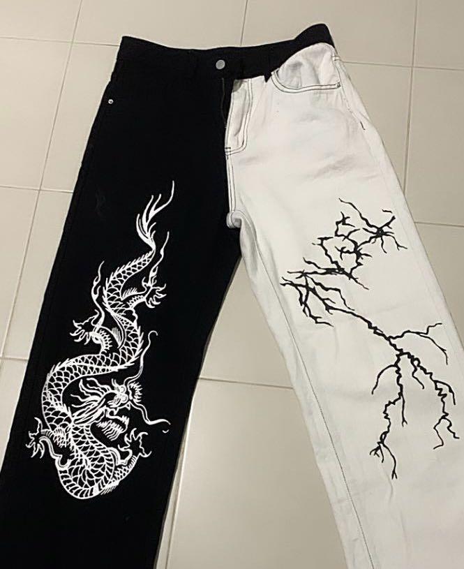 black and white jeans