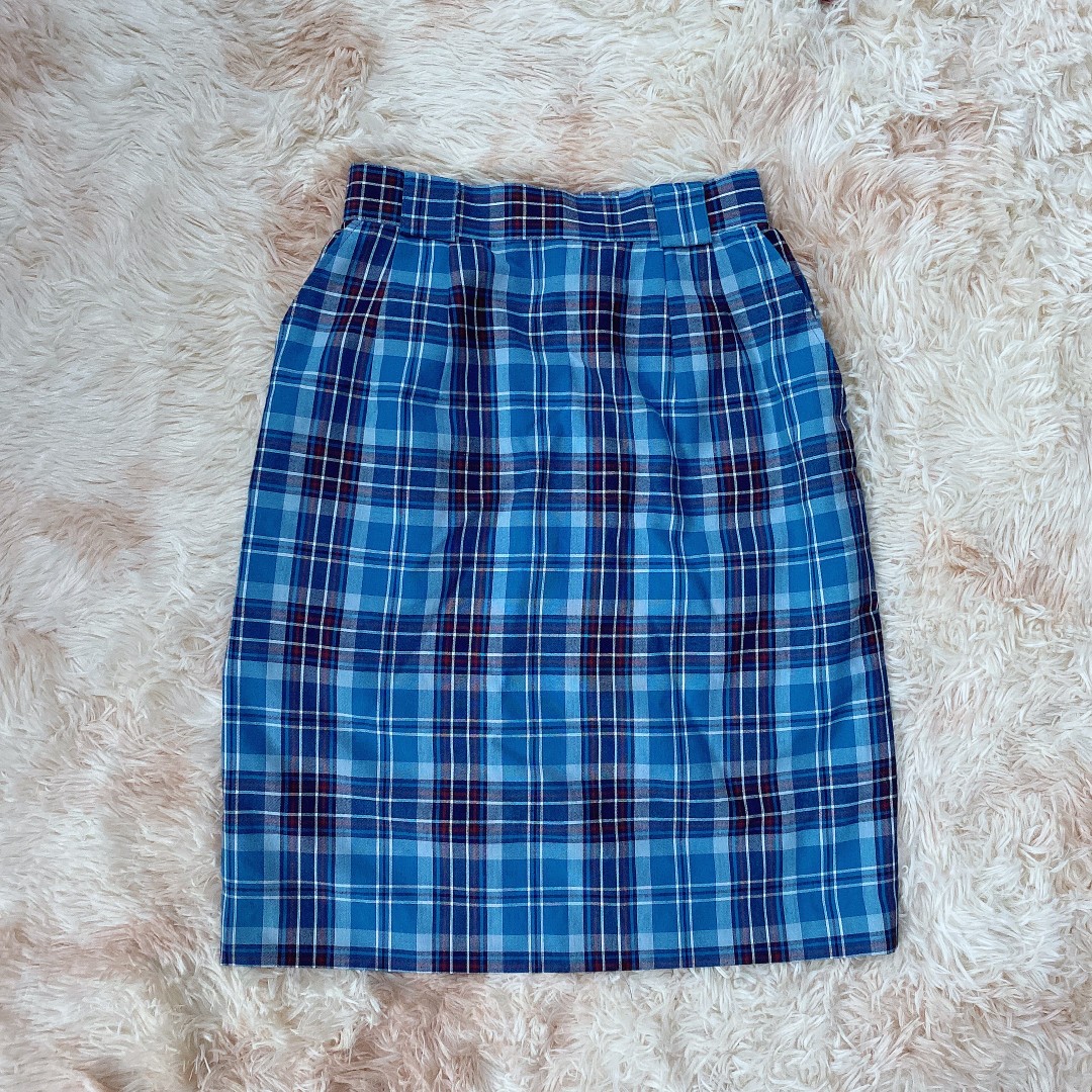 Free Blue Plaid Pencil Skirt Womens Fashion Bottoms Skirts On Carousell 