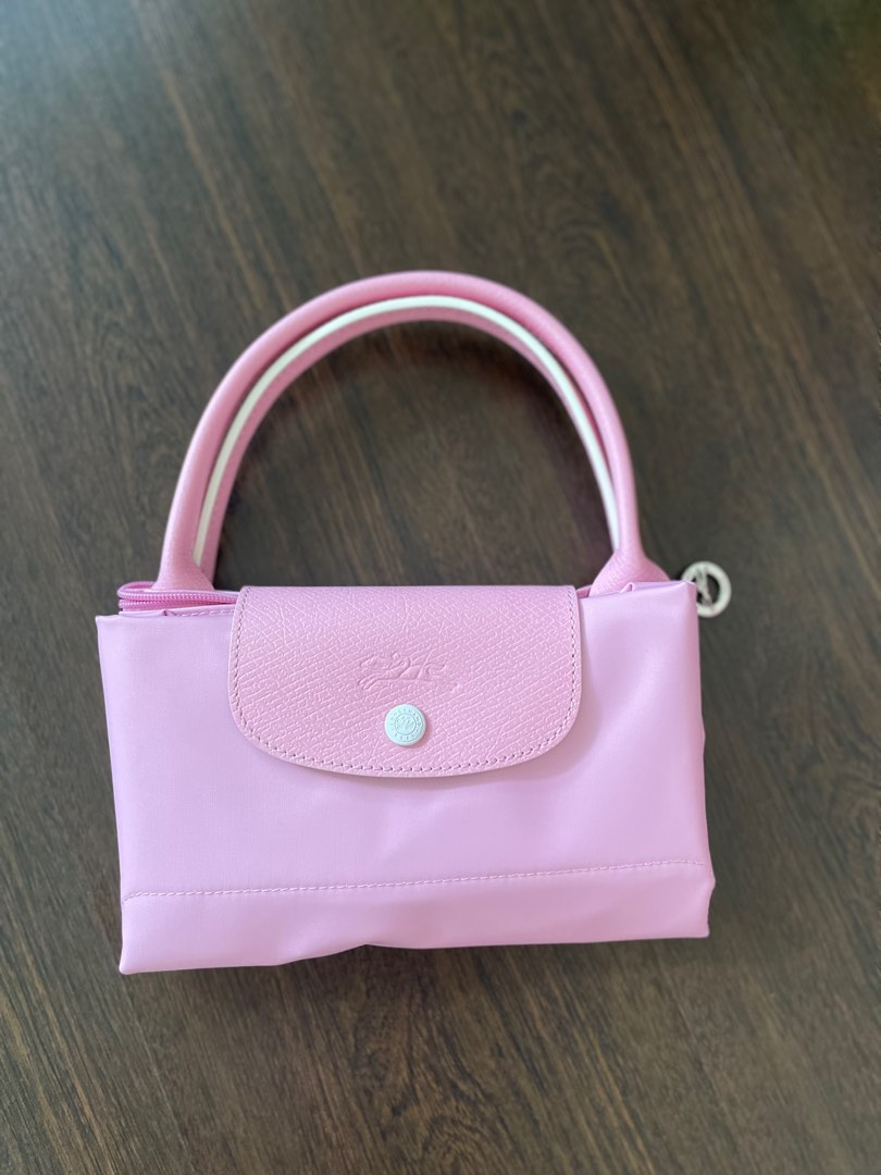 LONGCHAMP MINI LE PLIAGE ORIGINAL XS TOP HANDLE BARBIE PINK STRIP