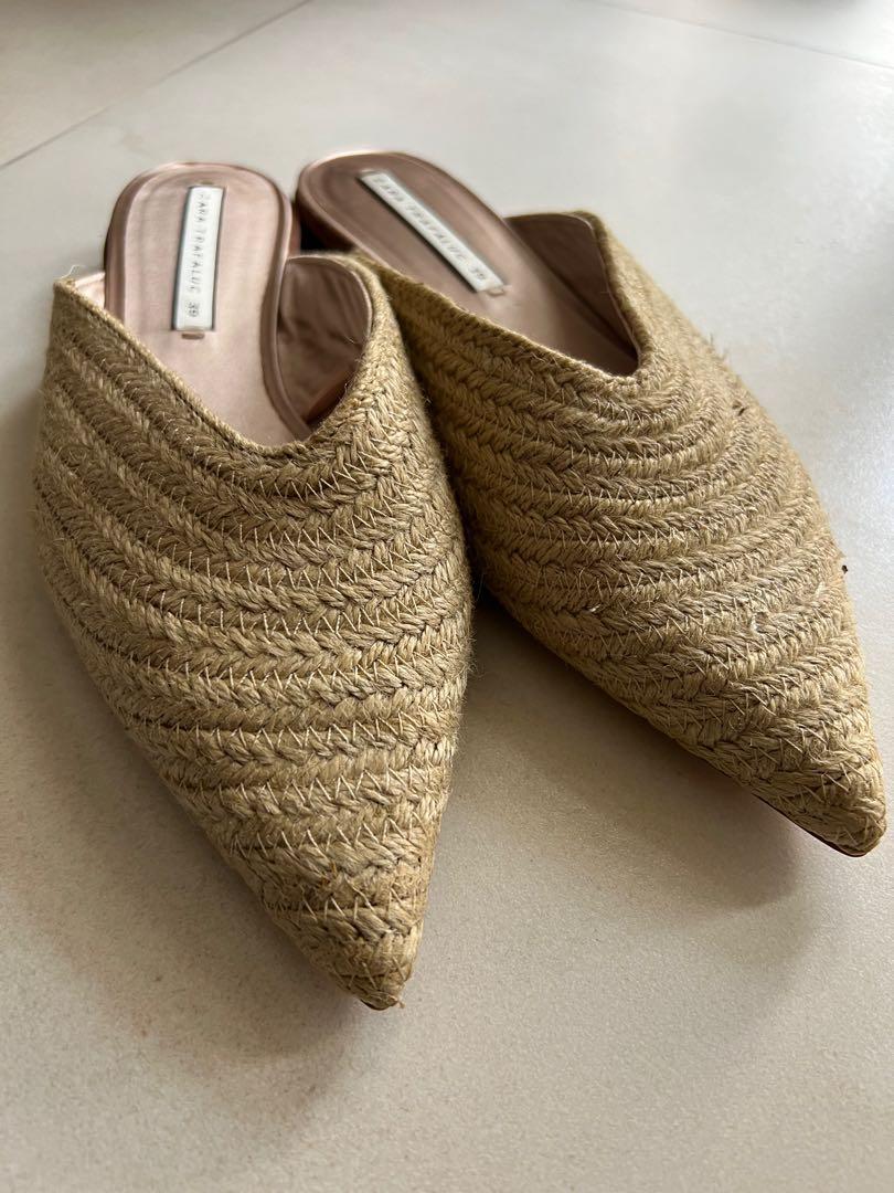 Zara straw mules best sale