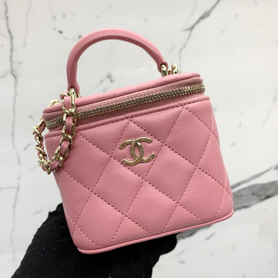 [DISCOUNTED] CHANEL LAMBSKIN PINK LEATHER MINI VANITY MICROCHIP SHOULDER  BAG 227025508