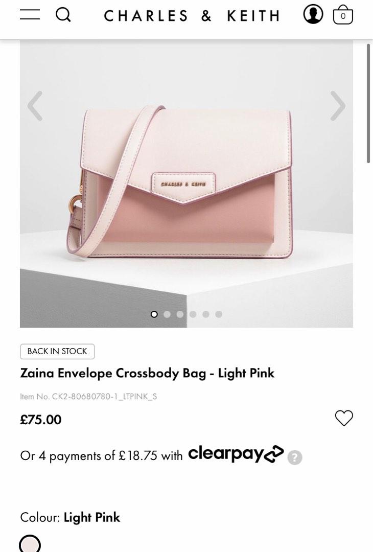 Light Pink Zaina Envelope Crossbody Bag | CHARLES & KEITH