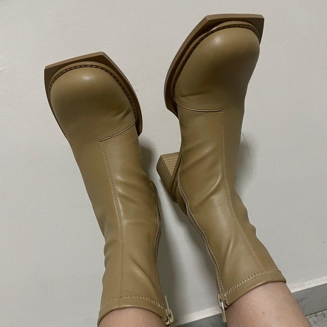 CHARLES AND KEITH KHAKI GREEN BOOTS