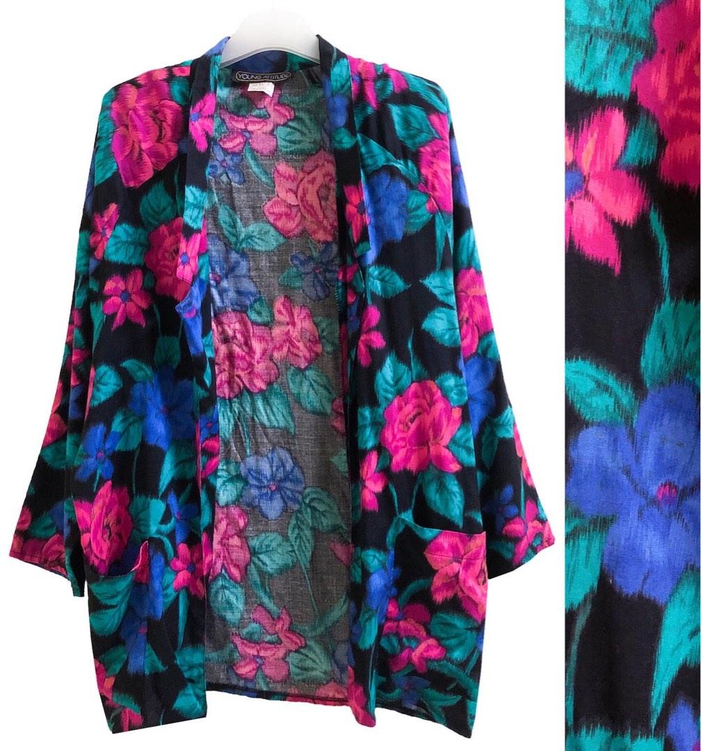 purple floral kimono cardigan