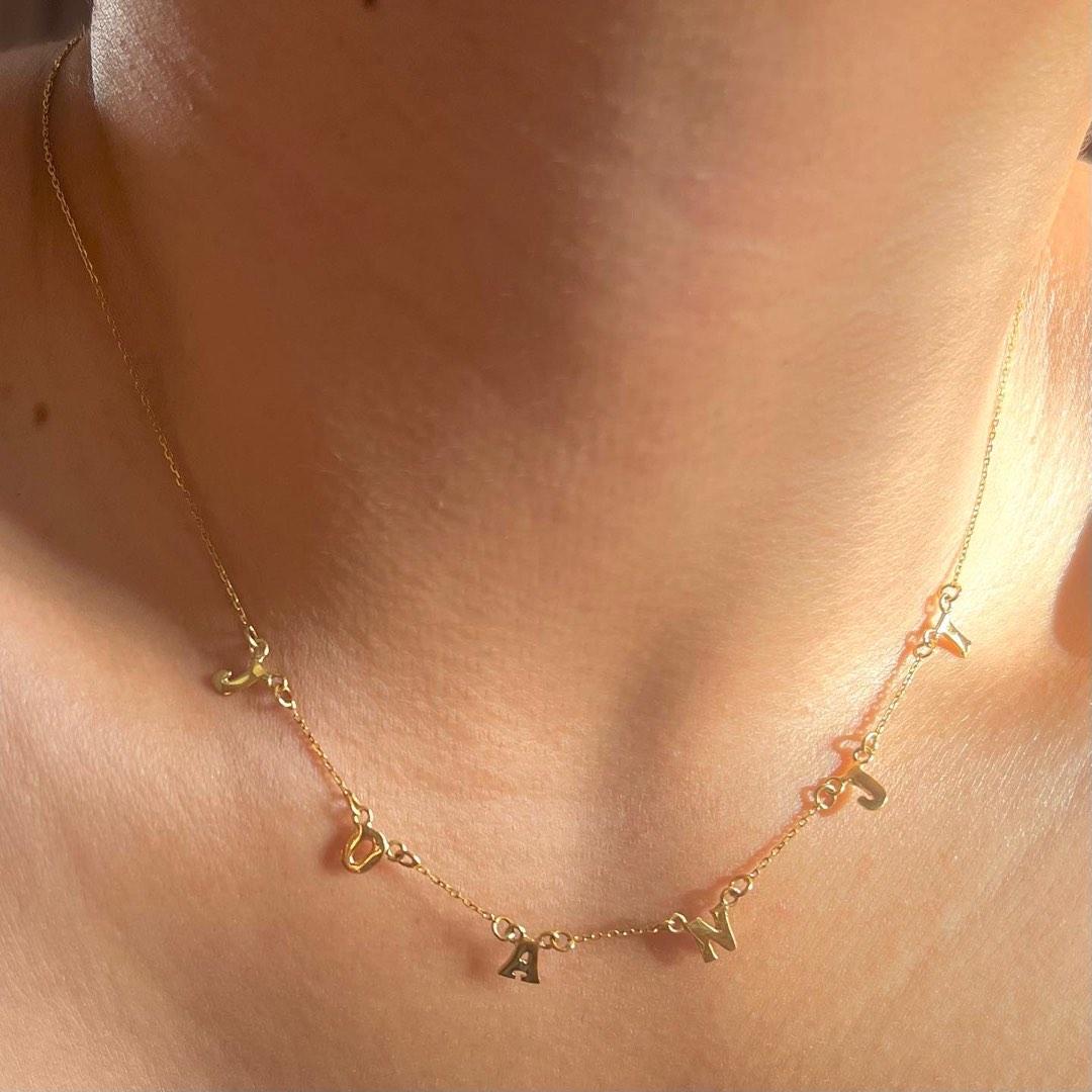 FREE SHIPPING Spell Out Name Necklace 18k Gold Women s Fashion Jewelry Organizers Necklaces on Carousell