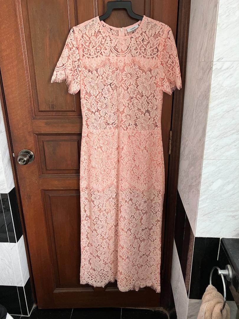 Ganni pink 2025 lace dress