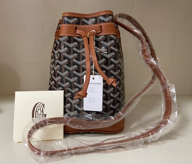 GOYARD-Goyard Petit Flot Bucket Bag PM Black and Tan