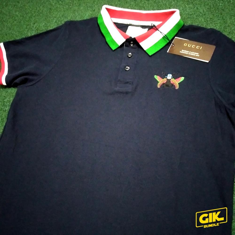 Gucci Bee Italia Embroidered Tipped Polo Shirt, Men'S Fashion, Tops & Sets,  Tshirts & Polo Shirts On Carousell