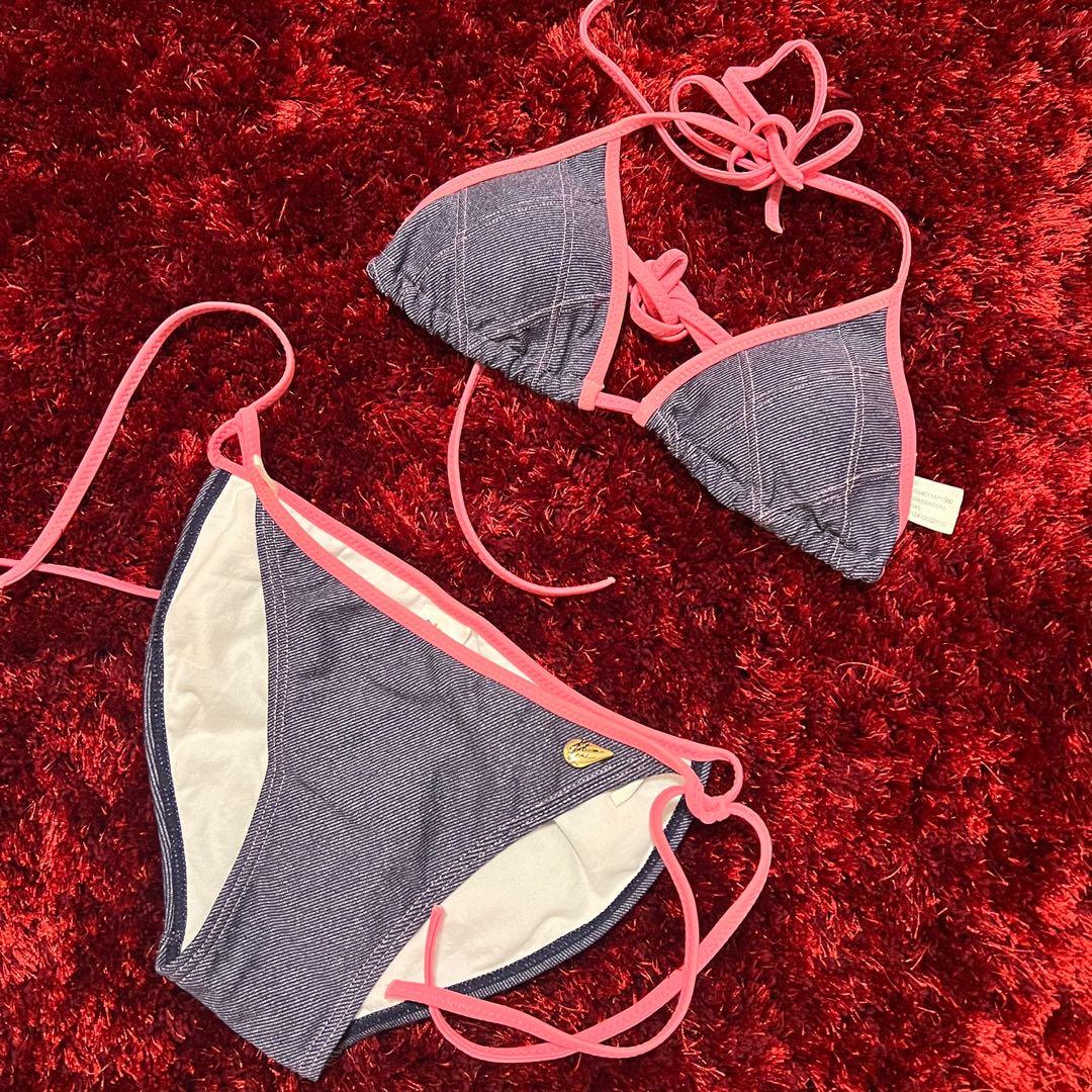 Halter Neck Top and Houndstooth Bottom Bikini Set