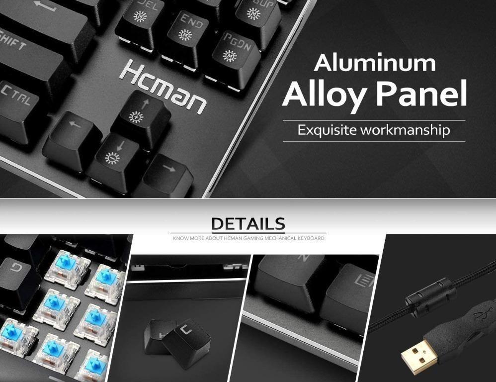 Hcman Mechanical Keyboard 87 Key Compact Gaming Keyboard,21 LED Backlit ...