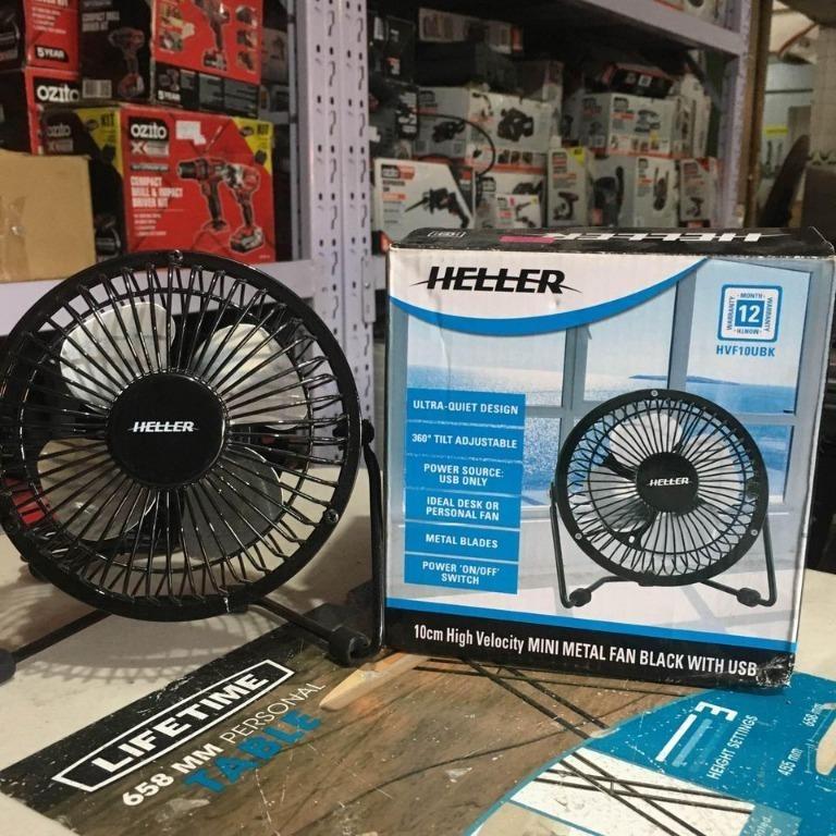 Heller Mini Metal Fan USB, Furniture & Home Living, Lighting & Fans