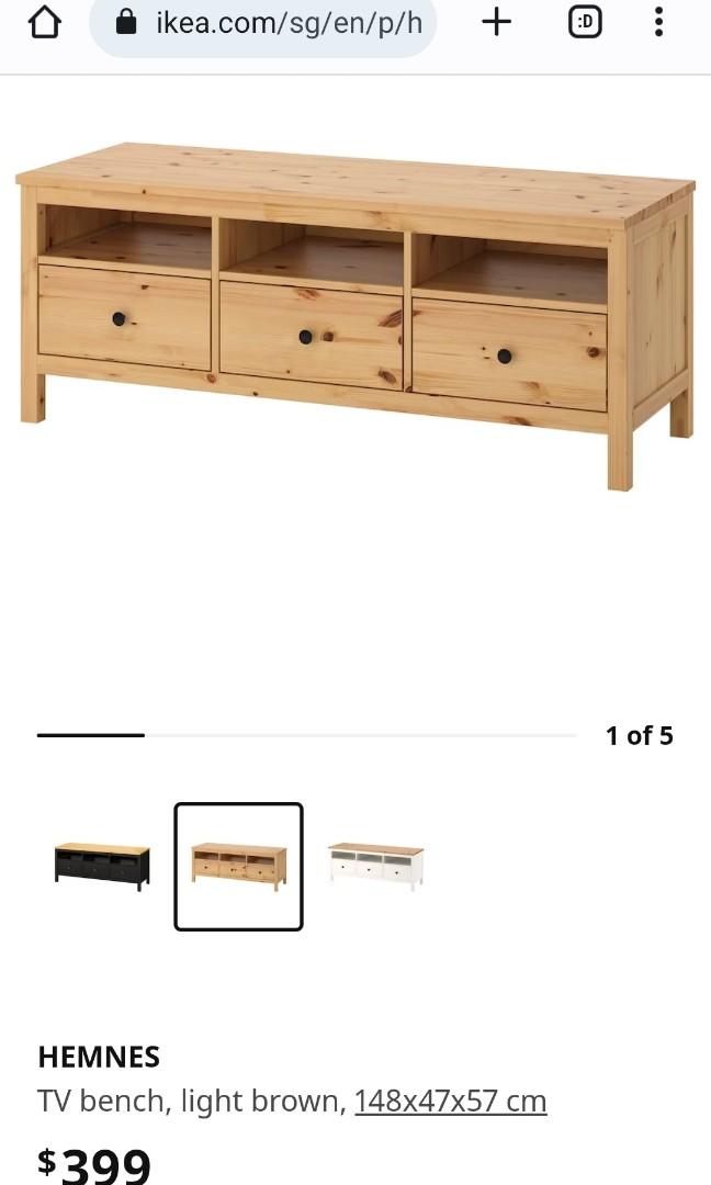 Hemnes tv bench light brown discount