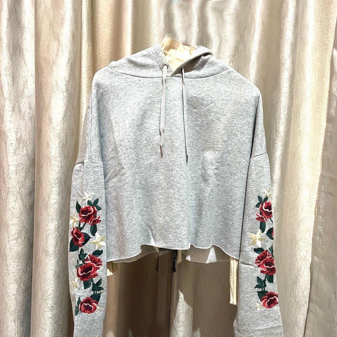 H M Hoodie hoodie bunga bordir stradivarius