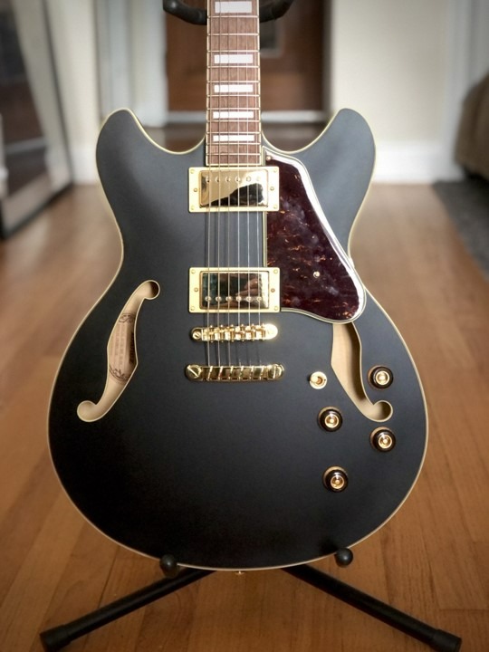 Ibanez AS73 in matte black semi hollow guitar