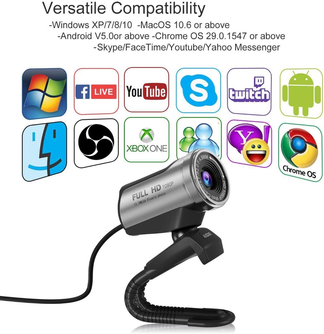 ieGeek AUSDOM Webcam 1080P HD USB Streaming Webcam for PC Built in Mic Plug and Play Video Chat Conferencing Compatible with Windows MacOS