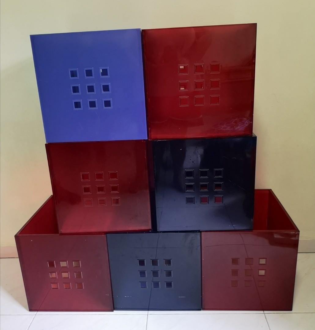 Ikea LEKMAN acrylic plastic cubic cube storage boxes, Furniture & Home