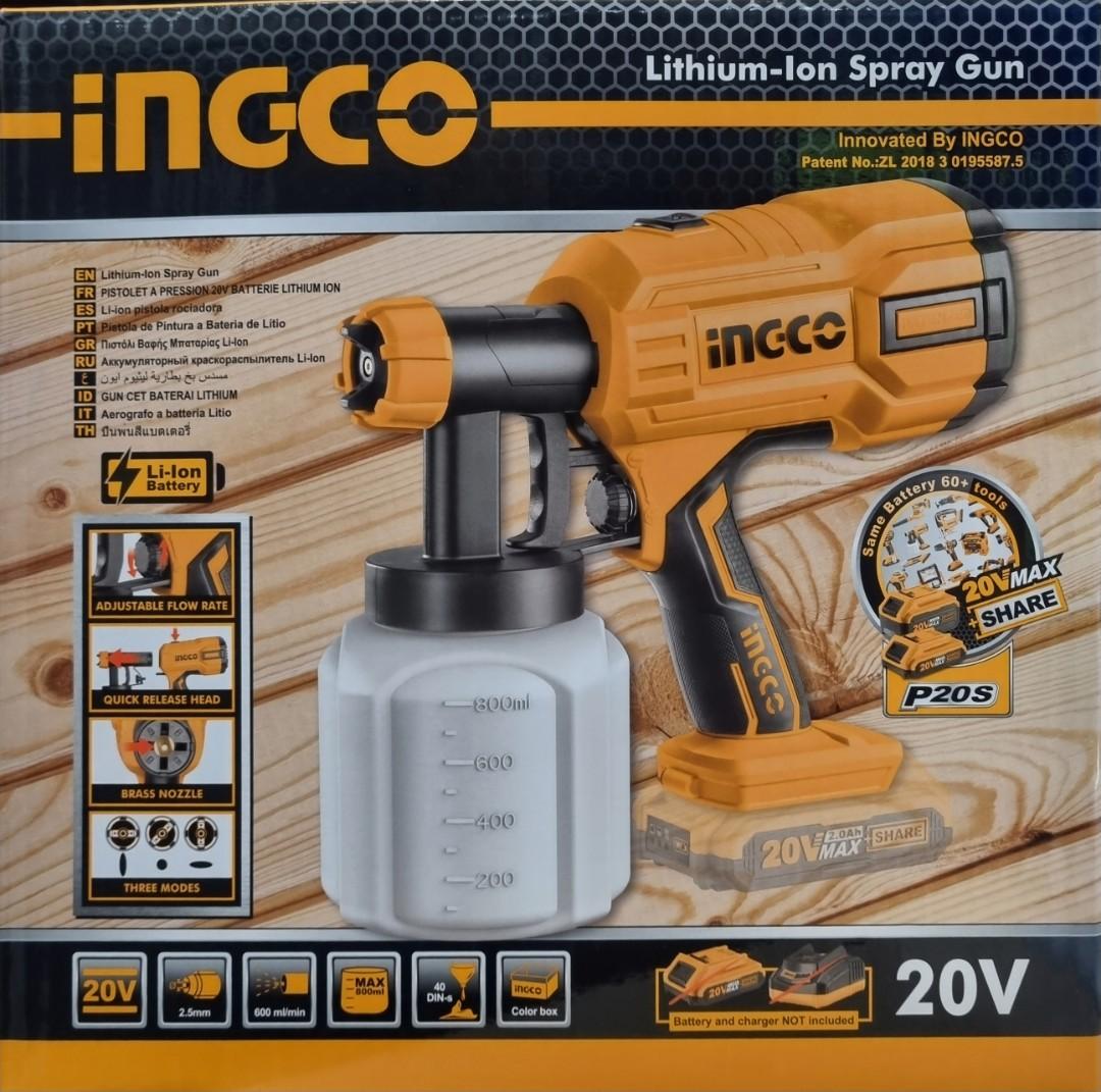 INGCO 20V Cordless Paint/ Sanitizer/ Water Spray Gun Code: CSGLI2001 ...