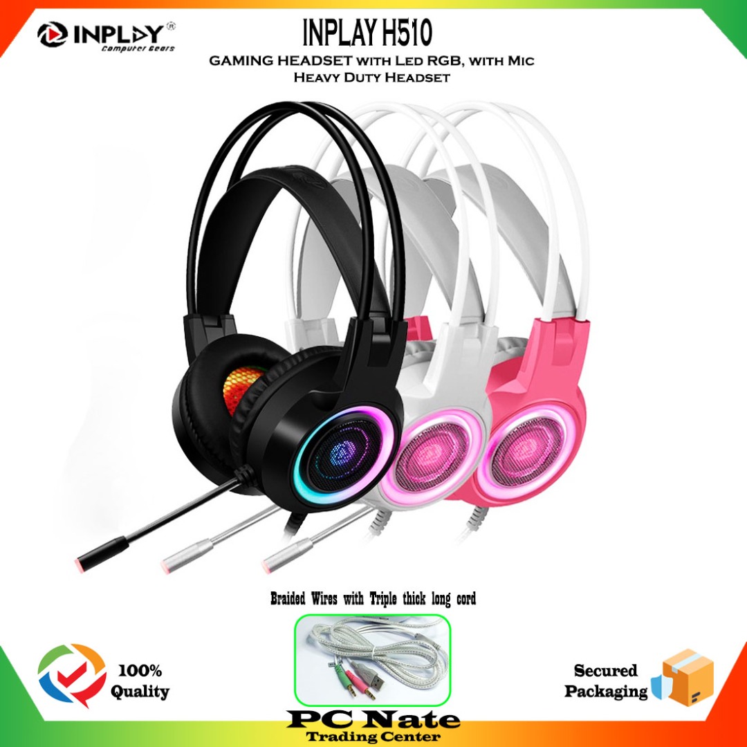 Inplay H510 Rgb Gaming Headset With Rgb Mic Heavy Duty Headset 2meter Long Wire Audio