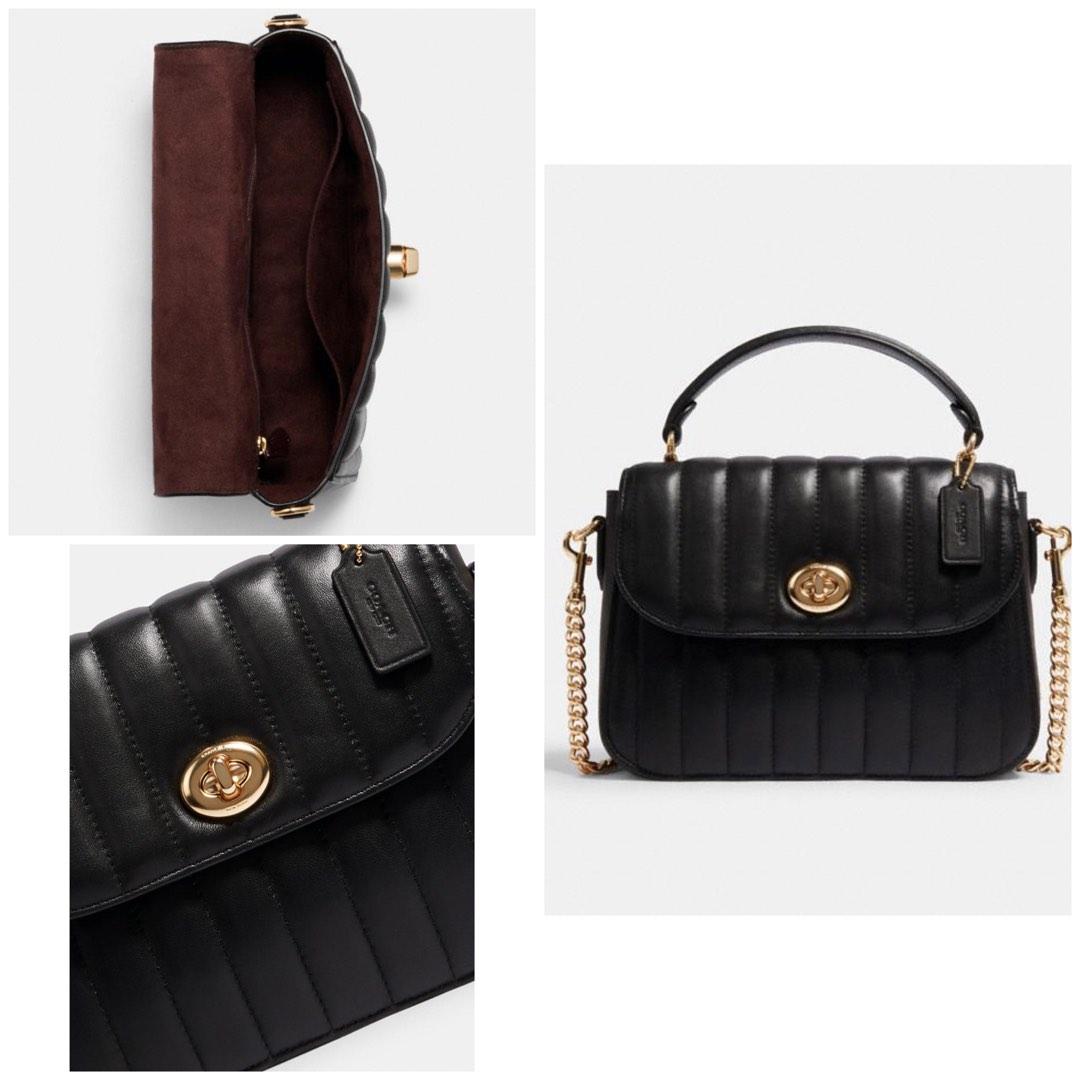 INSTOCK Coach Marlie Quilted Top Handle Satchel Handbag Slingbag Crossbody Puffy Black, Women's