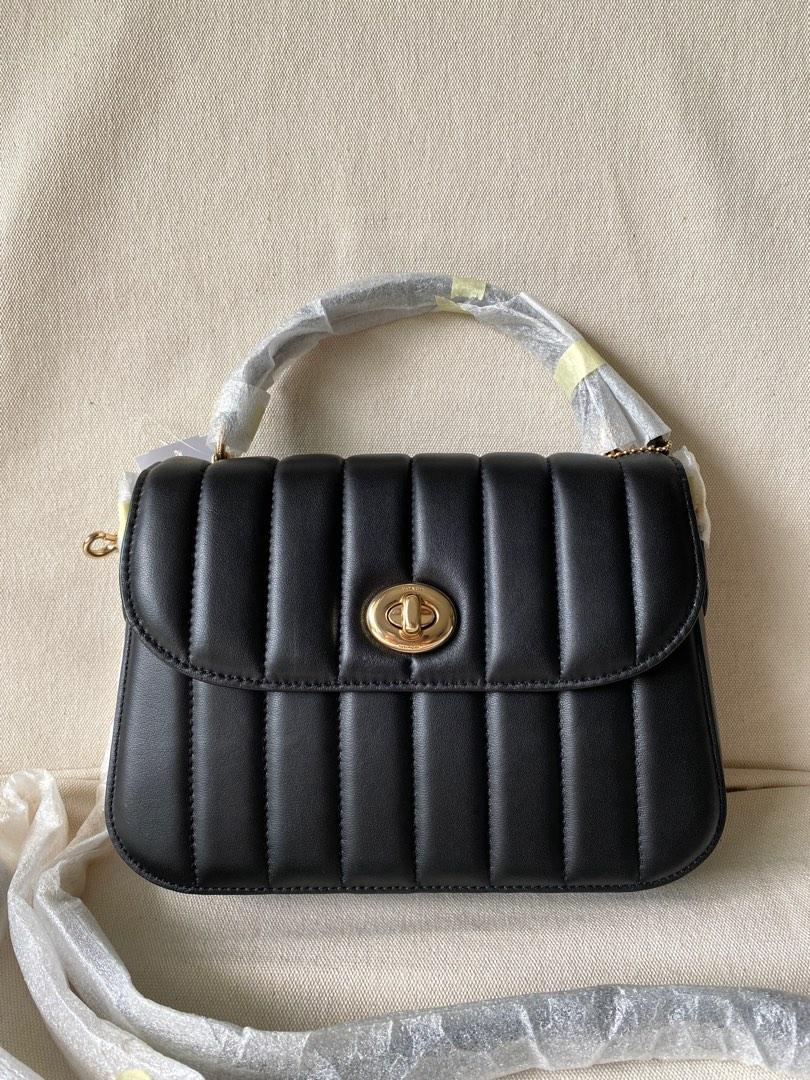 INSTOCK Coach Marlie Quilted Top Handle Satchel Handbag Slingbag Crossbody Puffy Black, Women's