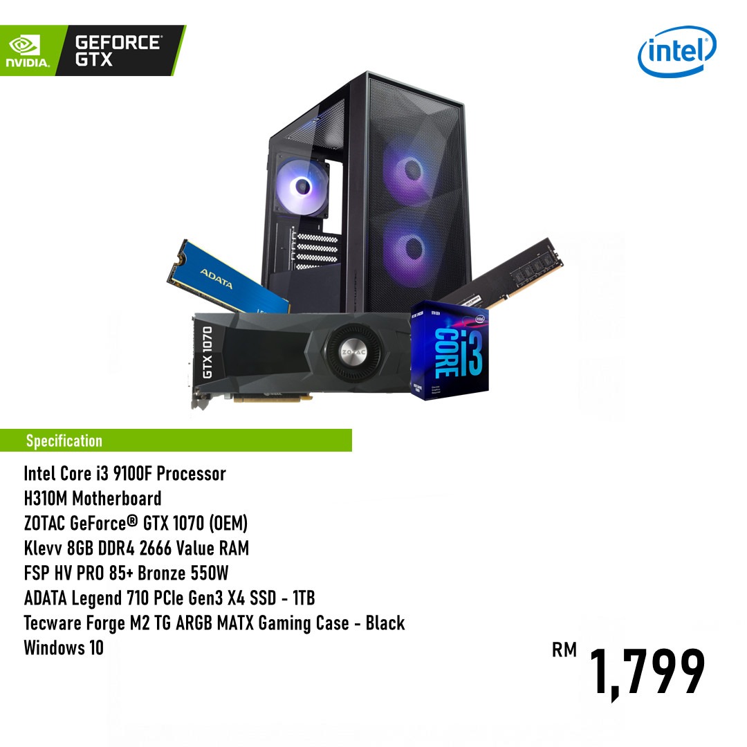Gtx 1070 i3 9100f sales