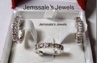 jem: Half-Eternity Diamond Creolla Earrings & Ring Jewelry Set in Fine Silver - Handcrafted
