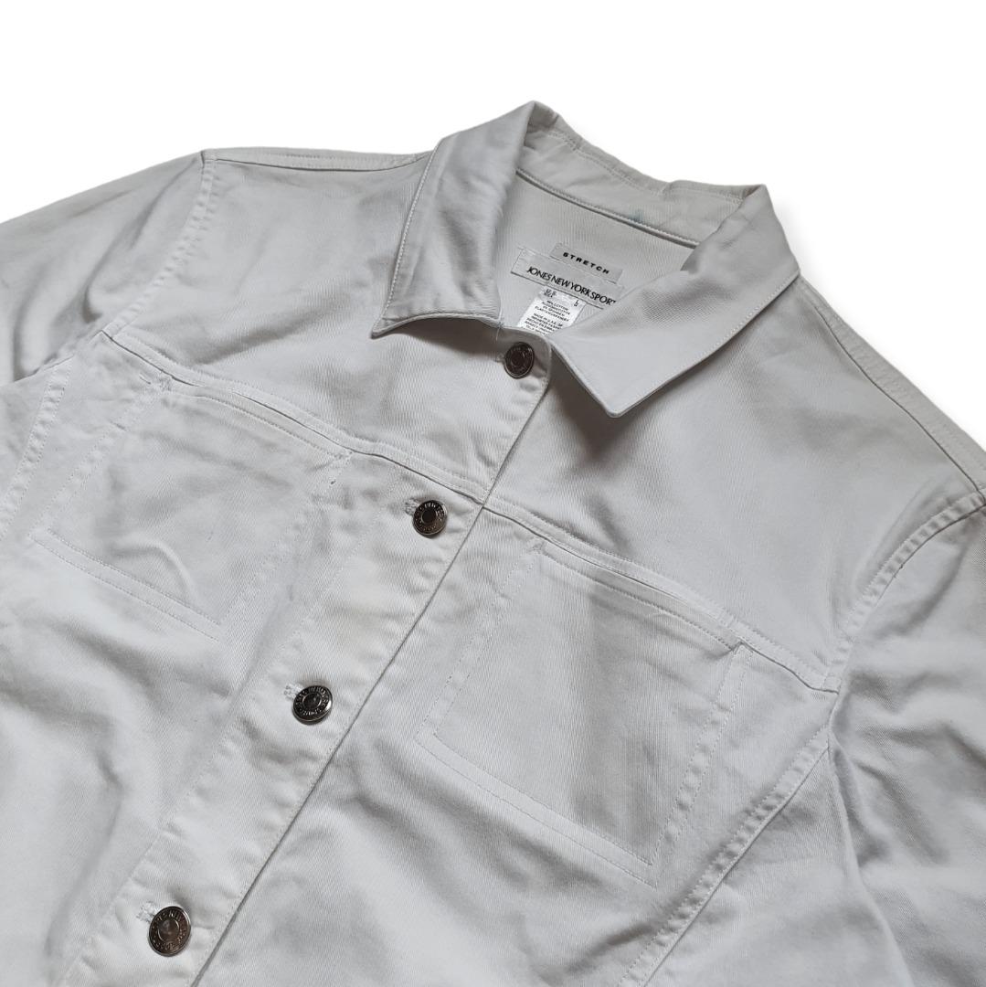 Jones new york white denim jacket sale