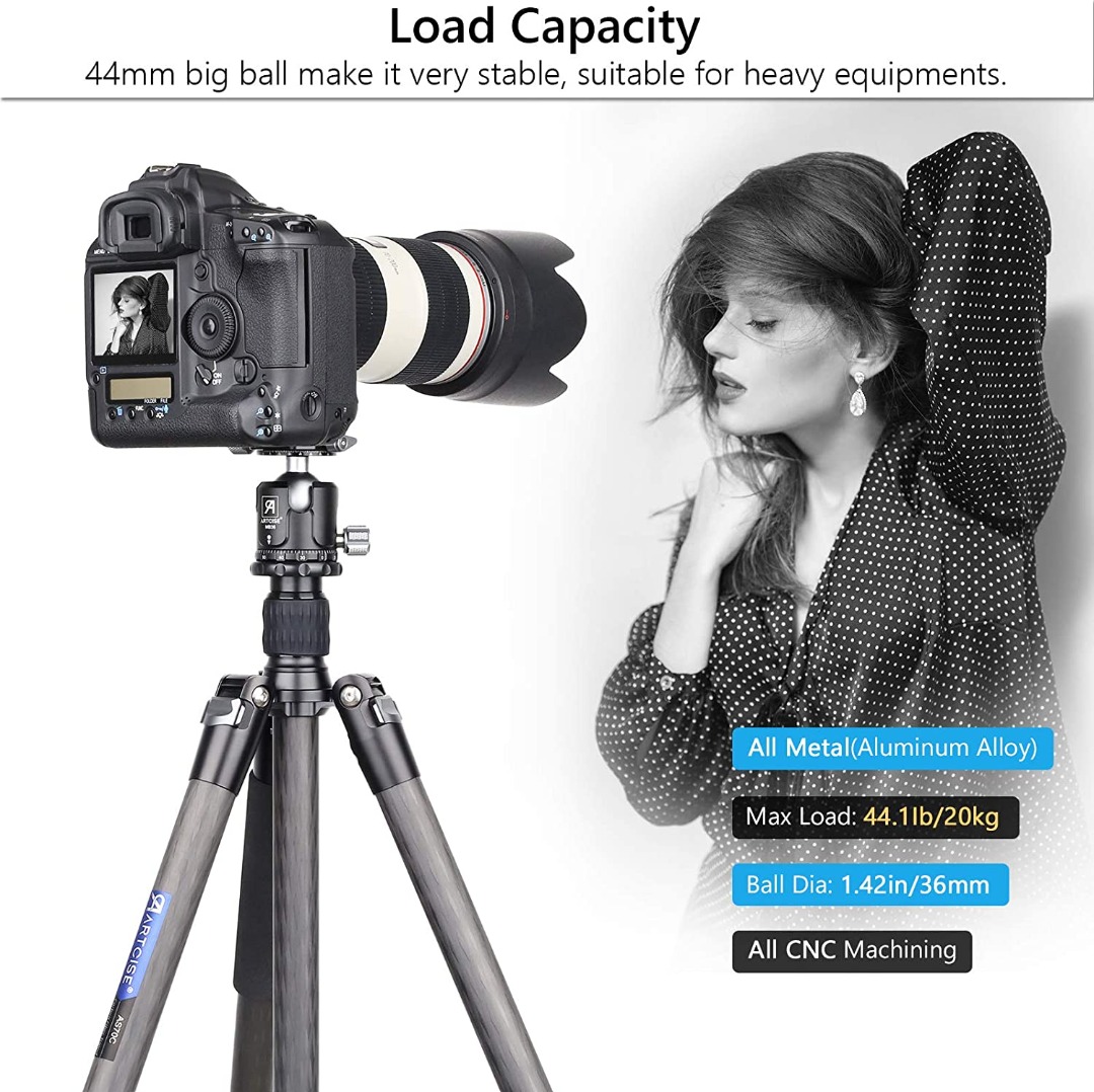 46mm Low Profile Tripod Head With 3 Screw Adapter 3/8 To 1/4 Professional Aluminium 360 Rotating Panoramic Ball Head Max Loading 20kg