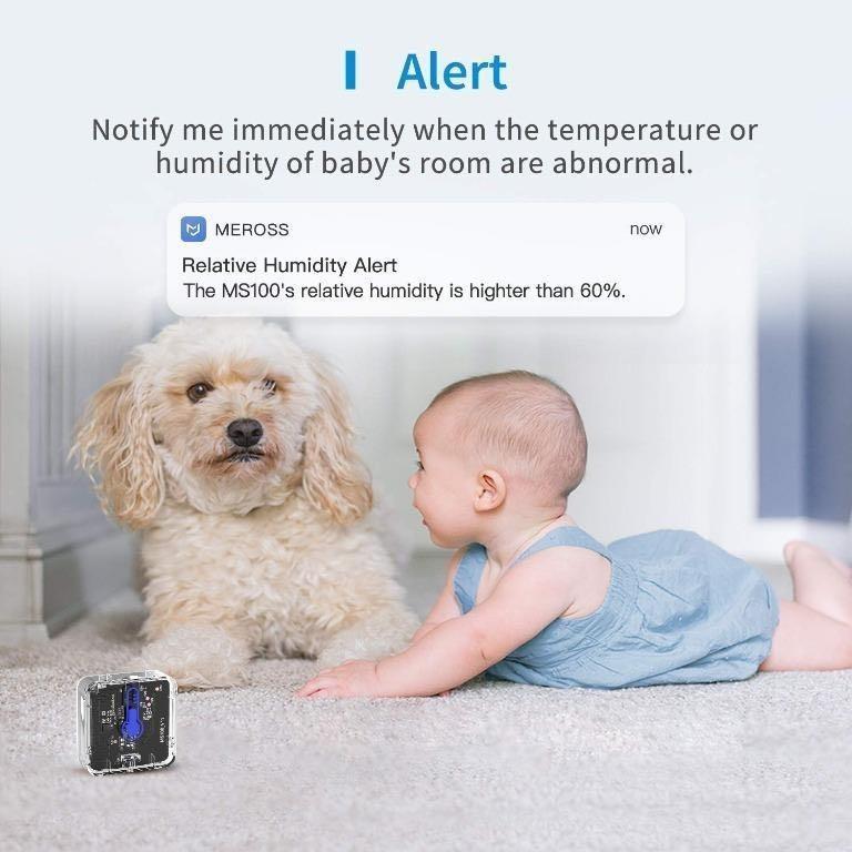 meross WiFi Thermometer- Smart Humidity Temperature Sensor with Alerts ...