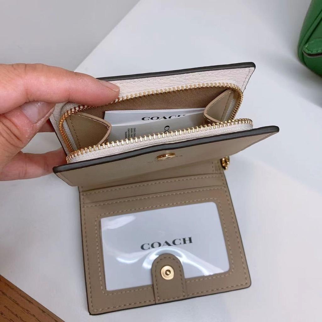 New Coach Original Pebble Leather Wallet With Dancing Kitten Coin Purse Wallet For Women Come With Complete Set Suitable for Gift