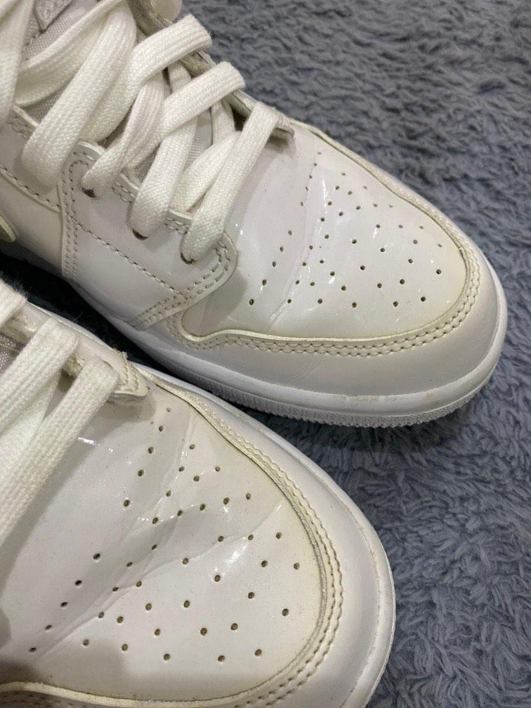 White patent discount leather jordans