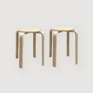 Oak and birch wood stackable stools (set of 2pcs)