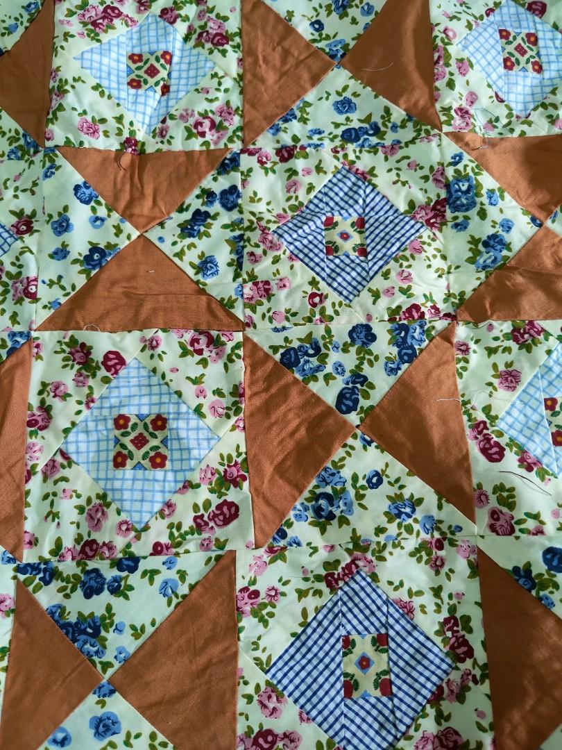 Patchwork handmade blanket (Category: Bedding & Towels) located in Singapore. Submitted by librayen (Listing ID 1188026730, Image 2). Description: Handmade sewing blanket. All individual sewed. Picture is half fold. 168 x 135 cm.