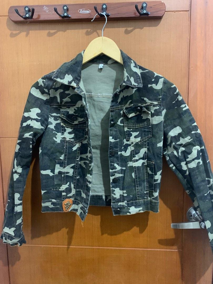 Preloved Jaket Army Crop Top