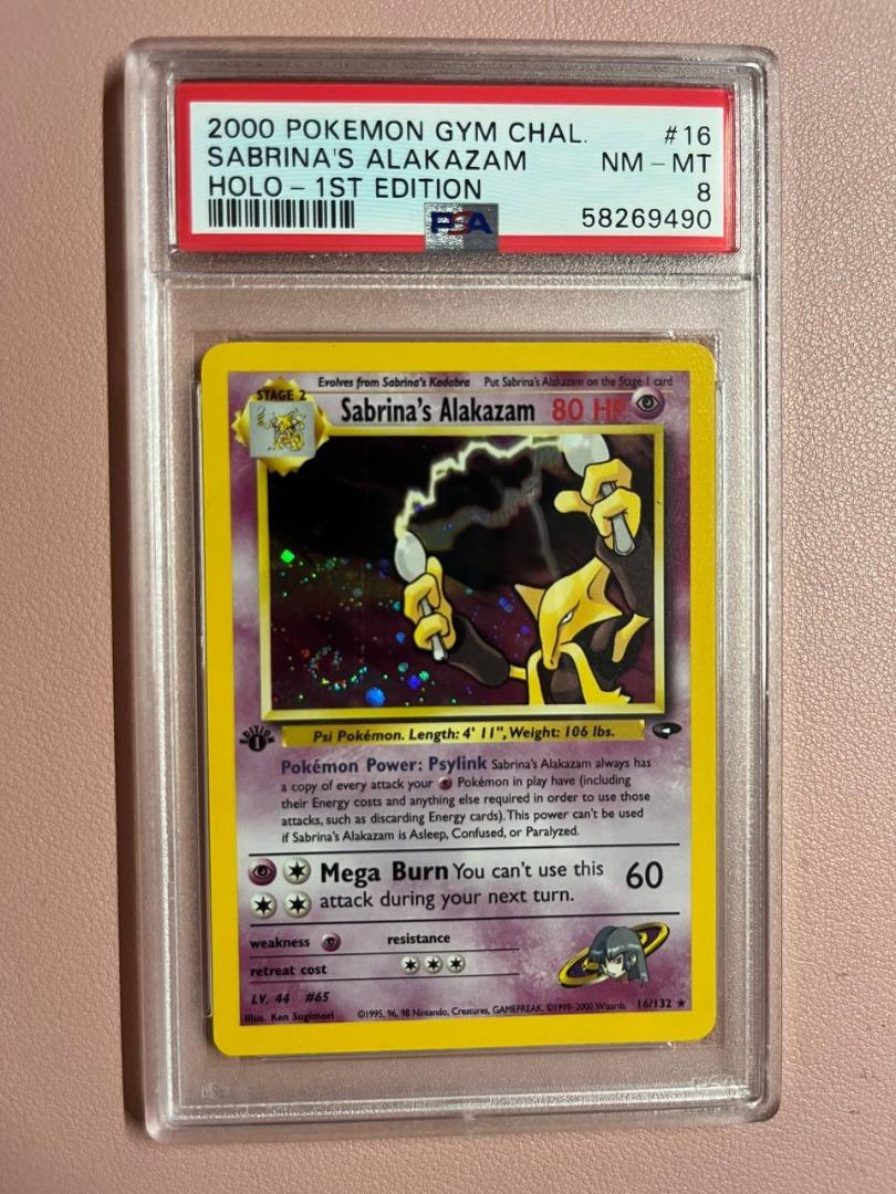 PSA 8 1st Edition Sabrina's Alakazam Holo 2000 Pokemon Gym Challenge #16,  Hobbies & Toys, Toys & Games on Carousell