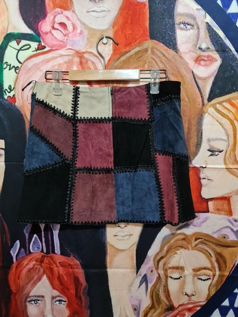 Patchwork suede skirt zara hot sale