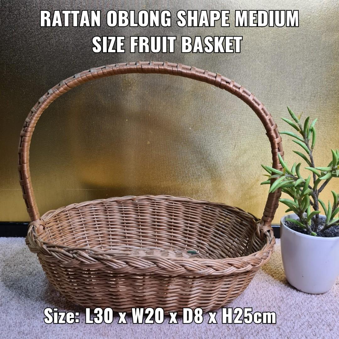 RATTAN OBLONG SHAPE MEDIUM SIZE FRUIT BASKET (Category: Storage Boxes & Baskets) located in Bulacan. Submitted by sakurajade (Listing ID 1188170664, Image 1). Description: RATTAN OBLONG SHAPE MEDIUM SIZE FRUIT BASKET 👉 Price: P170 ONLY 👉 Size: L30 x W20 x D8 x H25cm ✅️ Good condition, new arrival, decorative, very useful, multi-purpose ✅️ Material: Fine weave rattan ✅️ Issue: Minimal signs of usage.