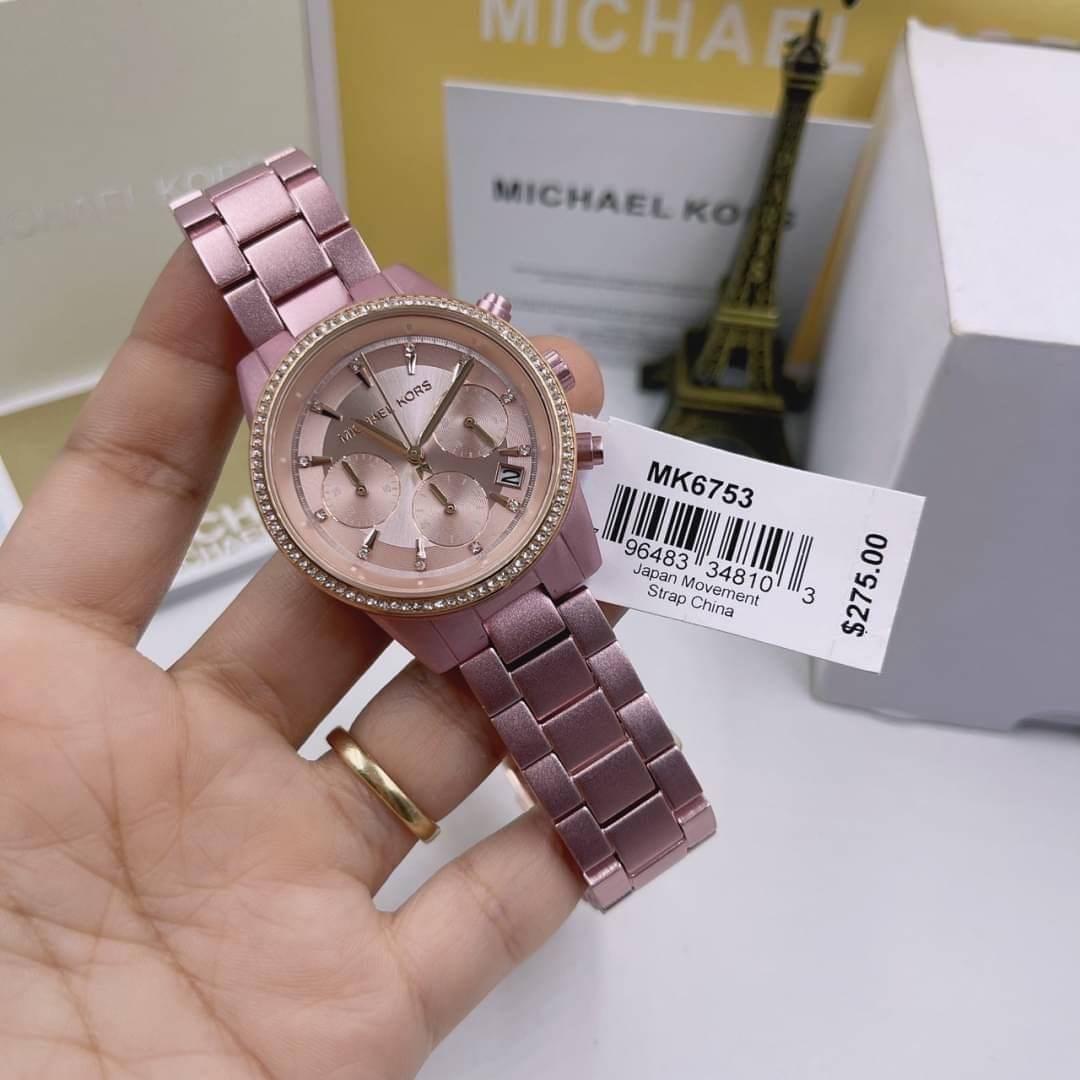 READY STOCK ORIGINAL MICHAEL KORS RITZ CHRONOGRAPH PINK DIAL