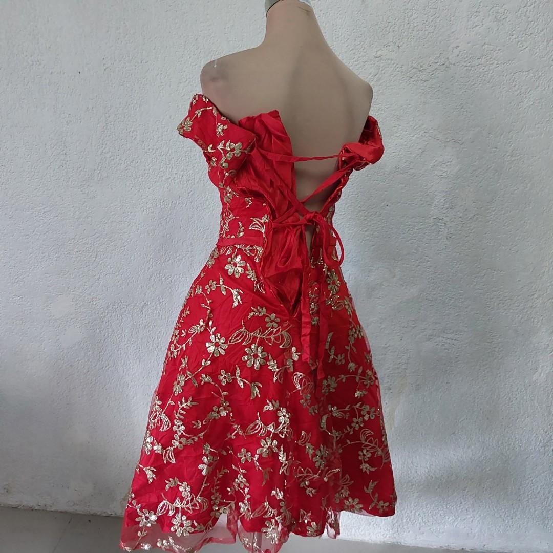 red-and-gold-dress-midi-gown-tea-length-gown-below-the-knee-retro-gown