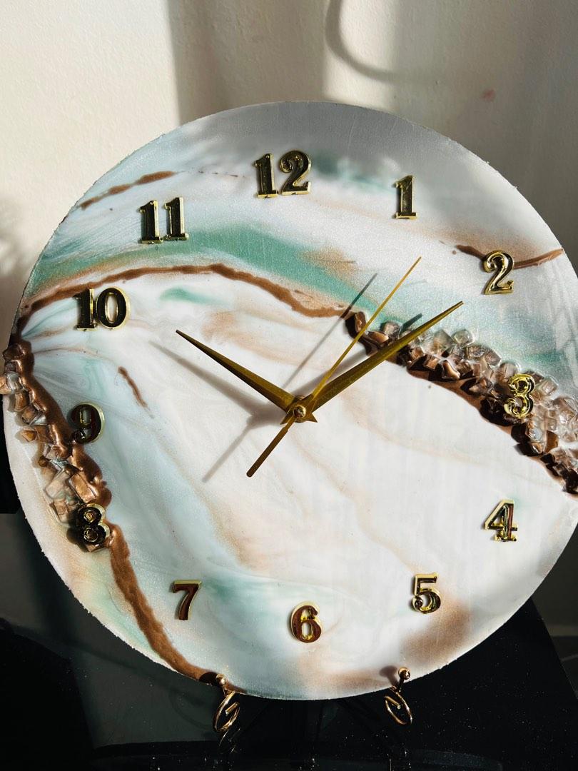 Wall Resin Art Clock Handmade Housewarming Gifts Home Decor Colleague Gifts Anniversary Farewell Wedding Gifts Furniture Home Living Home Decor Clocks On Carousell