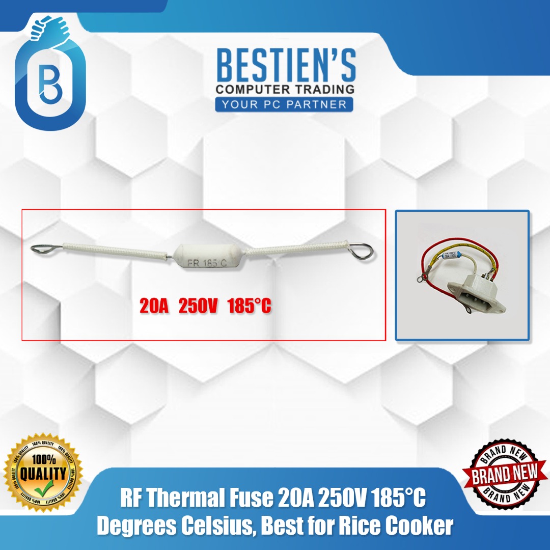 RF Thermal Fuse 20A 250V 185°C Degrees Celsius, Best for Rice Cooker