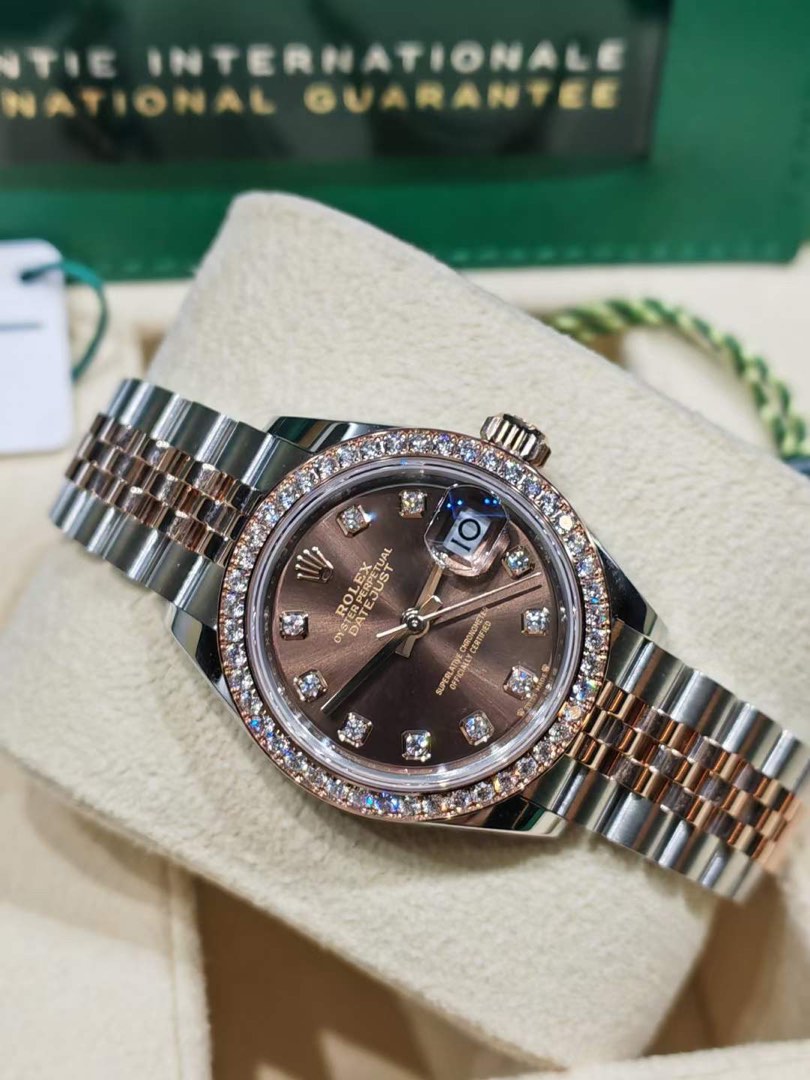 Rolex lady datejust rose gold sale diamonds