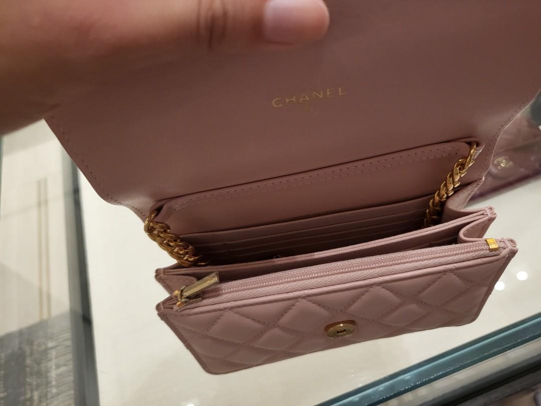 Chanel 22P Sakura pink calfskin woc gold hardware