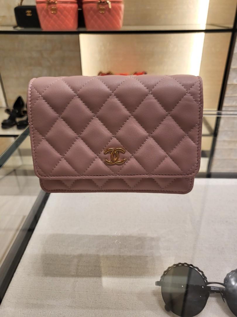 Chanel 22P Sakura pink calfskin woc gold hardware